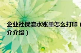 企業(yè)社保流水賬單怎么打印（社保流水賬單怎么打印相關(guān)內(nèi)容簡(jiǎn)介介紹）