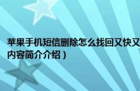 蘋果手機短信刪除怎么找回又快又簡單（蘋果手機怎么找回刪除的短信相關內容簡介介紹）