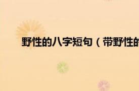 野性的八字短句（帶野性的八字酷句相關內容簡介介紹）