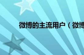 微博的主流用戶（微博控 對微博極度喜愛的人）