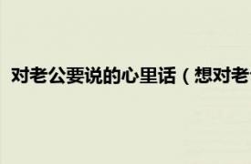 對老公要說的心里話（想對老公說的心里話相關內(nèi)容簡介介紹）
