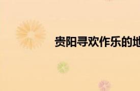 貴陽尋歡作樂的地方有哪些相關內容？