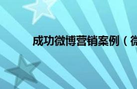 成功微博營銷案例（微博營銷：技巧策略案例）