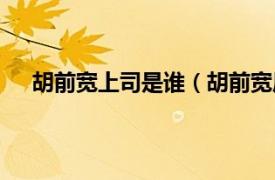胡前寬上司是誰（胡前寬原型是誰相關內容簡介介紹）