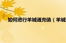 如何進行羊城通充值（羊城通怎么充值相關內容簡介介紹）