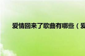 愛情回來了歌曲有哪些（愛情回來了 曹軒賓演唱的歌曲）