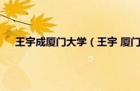 王宇成廈門大學（王宇 廈門大學中文系教授、博士生導師）