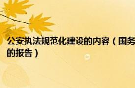 公安執法規范化建設的內容（國務院關于公安機關執法規范化建設工作情況的報告）