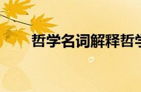 哲學名詞解釋哲學（論證 哲學名詞）
