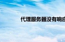 代理服務器沒有響應怎么辦（代理服務器）
