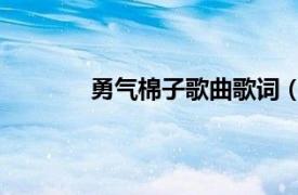勇氣棉子歌曲歌詞（勇氣 棉子演唱的歌曲）