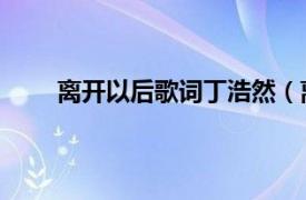 離開以后歌詞丁浩然（離開以后 丁浩然演唱歌曲）