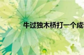 牛過獨木橋打一個成語（牛過獨木橋打一字）