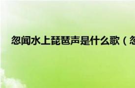 忽聞水上琵琶聲是什么歌（忽聞水上琵琶聲的下一句是什么）