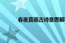 春夜喜雨古詩意思解釋（春夜喜雨古詩意思）