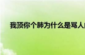 我頂你個(gè)肺為什么是罵人的（我頂你個(gè)肺是什么意思）
