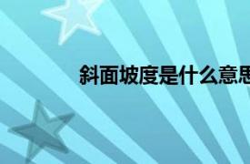斜面坡度是什么意思（斜面坡度比是什么）