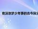 夜深忽夢少年事的古今異義（夜深忽夢少年事唯夢閑人不夢君）