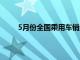 5月份全國乘用車銷量160.9萬輛 環(huán)比增長12.6%
