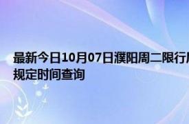 最新今日10月07日濮陽周二限行尾號、限行時間幾點到幾點限行限號最新規定時間查詢
