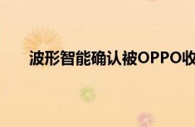 波形智能確認被OPPO收購，前者為大模型初創公司