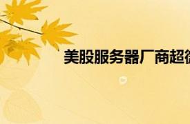 美股服務器廠商超微電腦跌幅擴大至18%