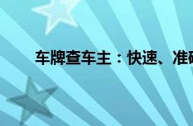 車牌查車主：快速、準(zhǔn)確獲取車主信息的解決方案