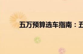 五萬預算選車指南：五萬左右的車哪些值得買？